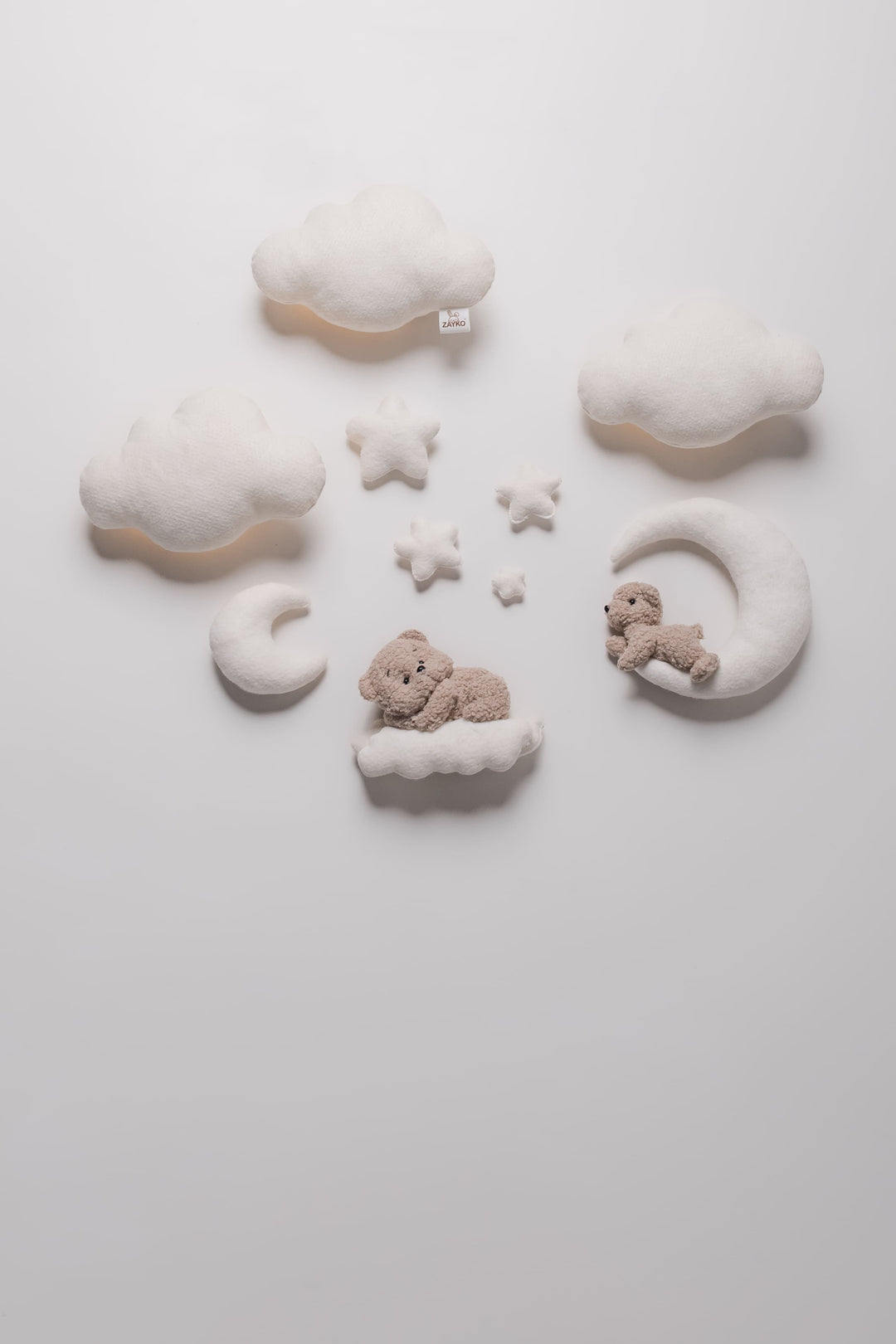 Bouclé Cloud Nursery Wall Lights – 3 Clouds LED Set
