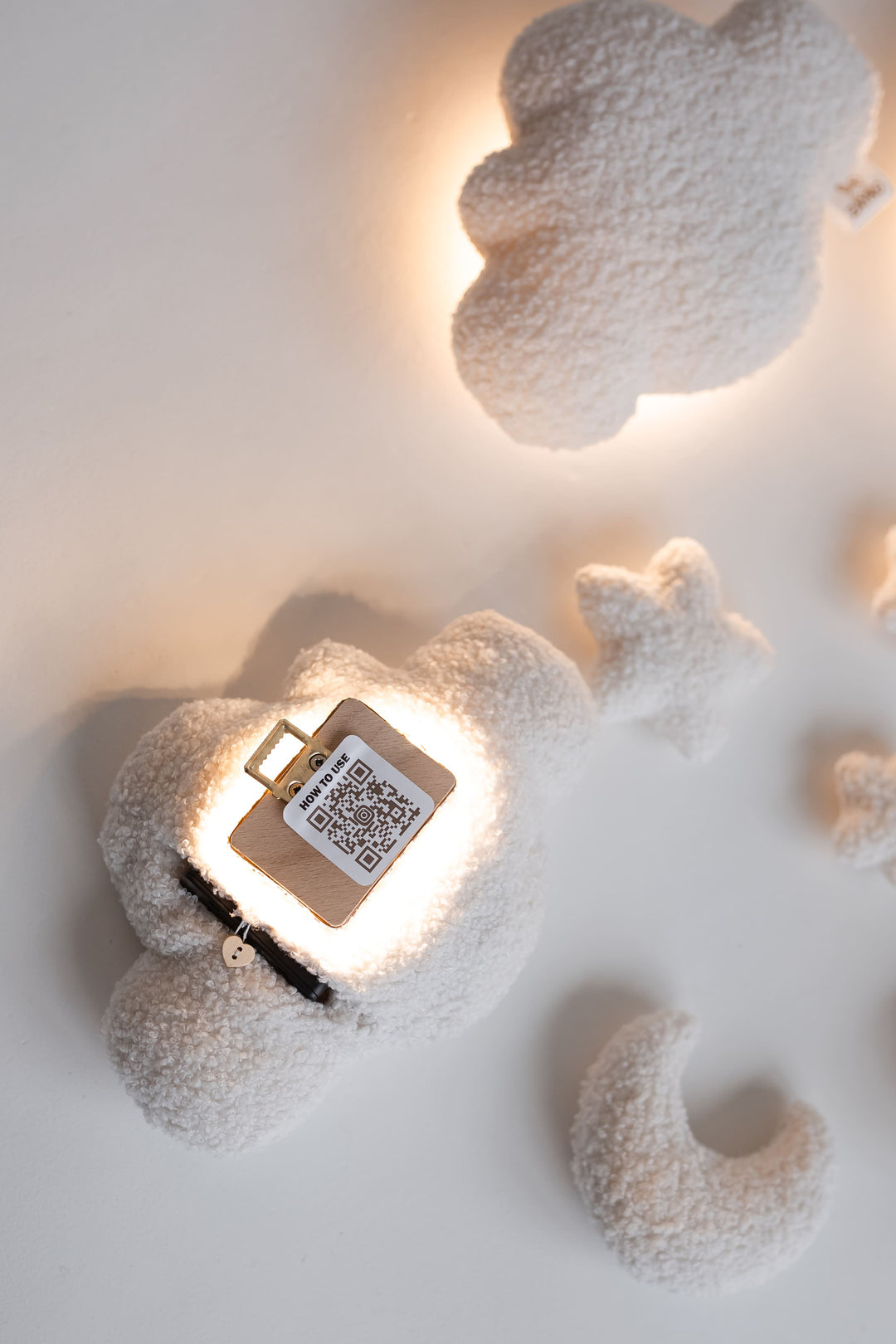 Bouclé Cloud Nursery Wall Lights – 3 Clouds LED Set