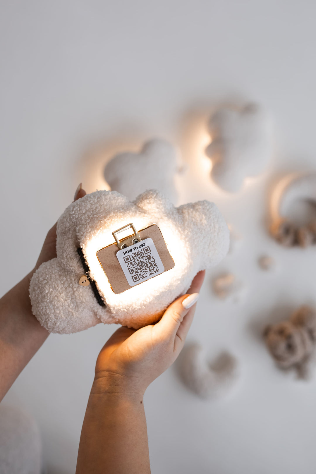 Bouclé Cloud Nursery Wall Lights – 3 Clouds LED Set