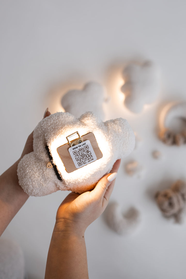 Bouclé Cloud Nursery Wall Lights – 3 Clouds LED Set