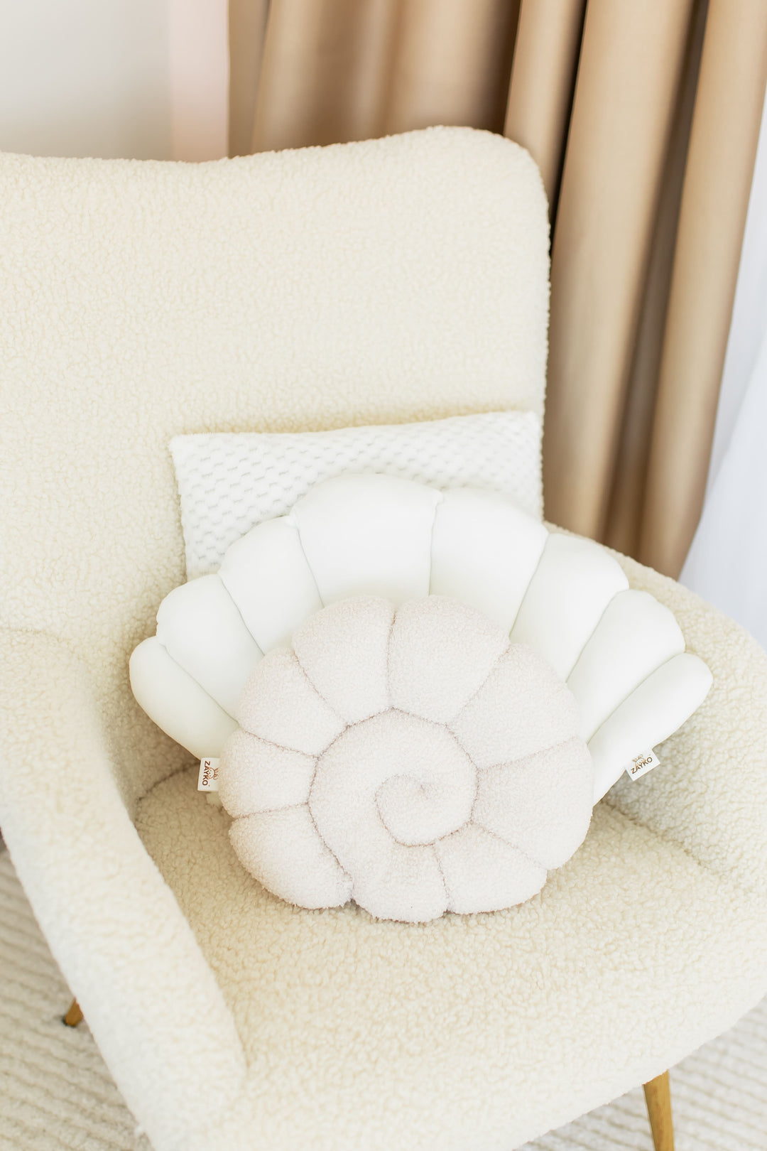 Seashell Nursery Pillow, Shell Cushion for Kids Room
