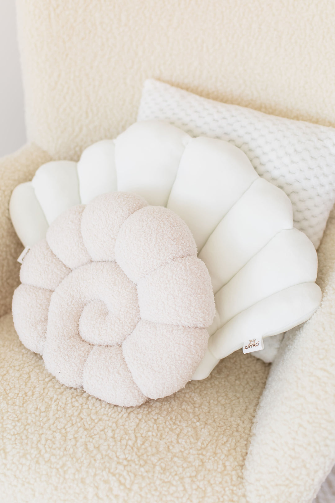 Seashell Nursery Pillow, Shell Cushion for Kids Room
