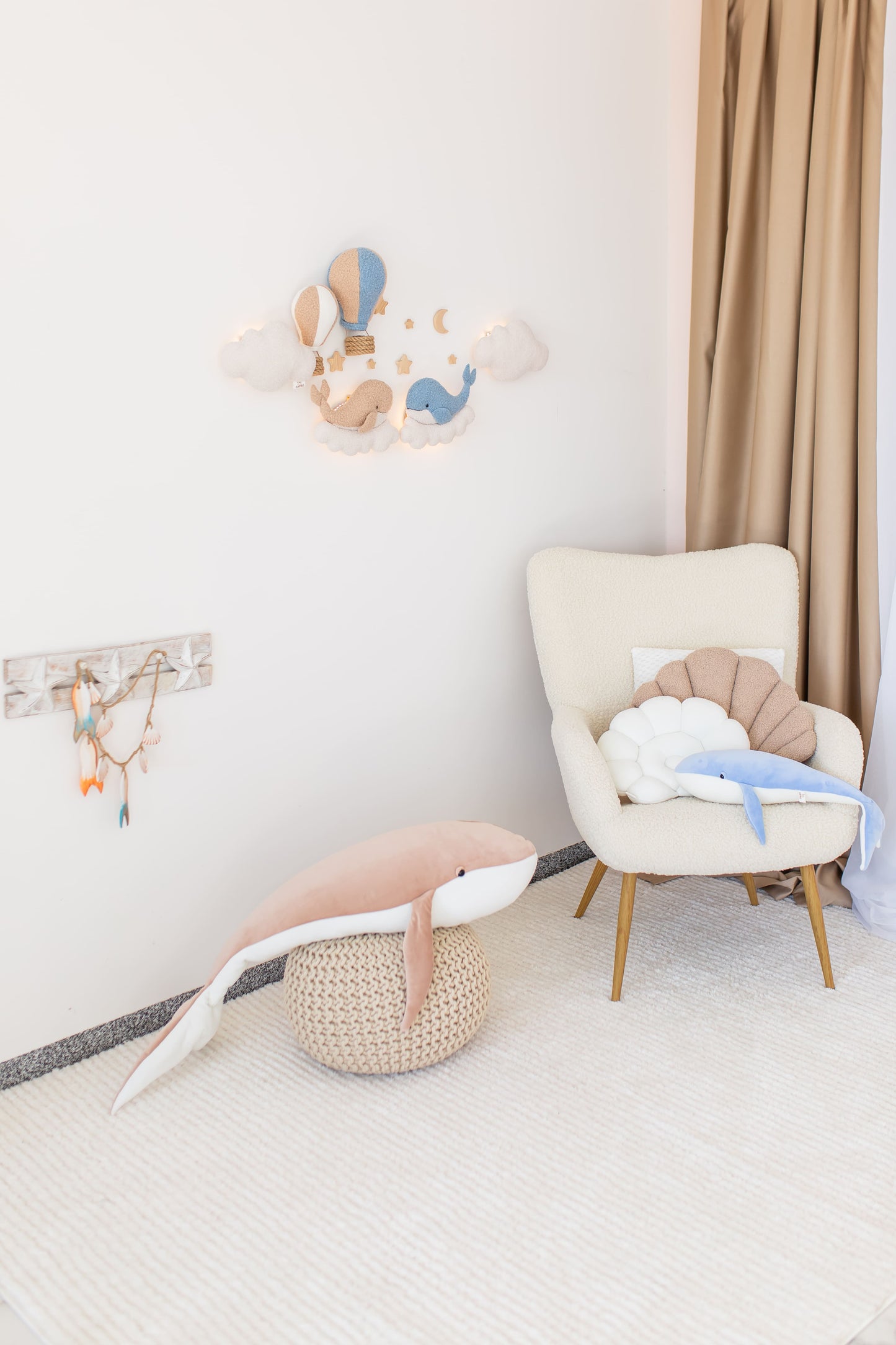 Whale Nursery Wall Light Set, Ocean Nursery Decor