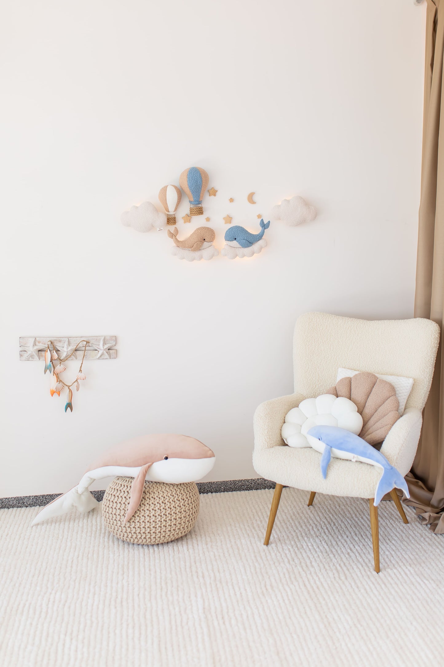 Whale Nursery Wall Light Set, Ocean Nursery Decor