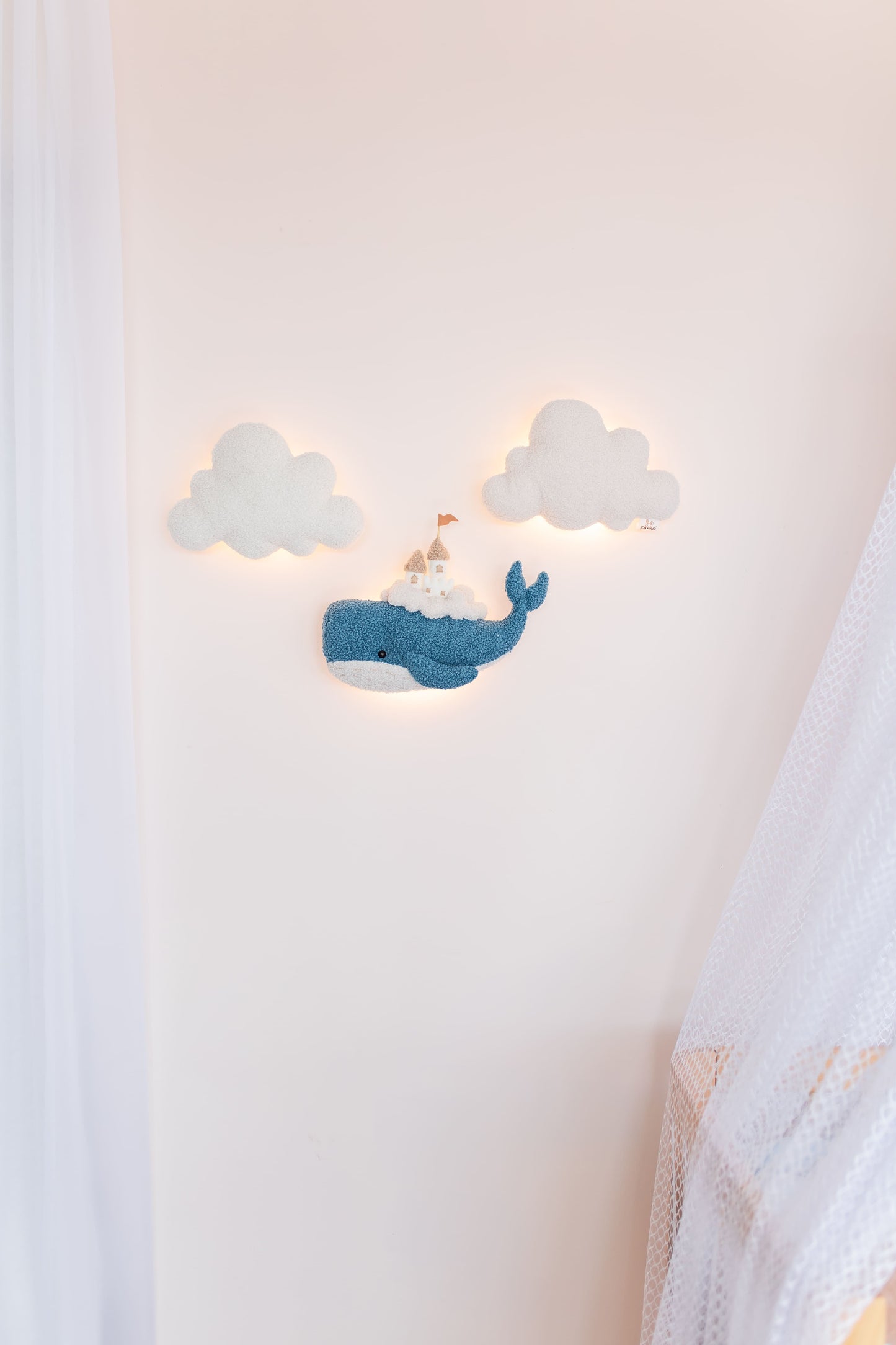 Whale Nursery Wall Light Set Cloud Night Light Nursery Wall Decor