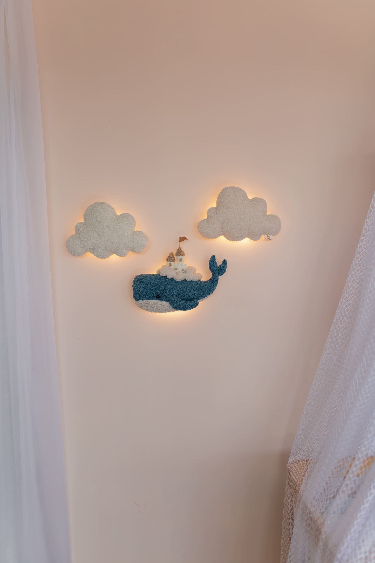 Whale Nursery Wall Light Set Cloud Night Light Nursery Wall Decor