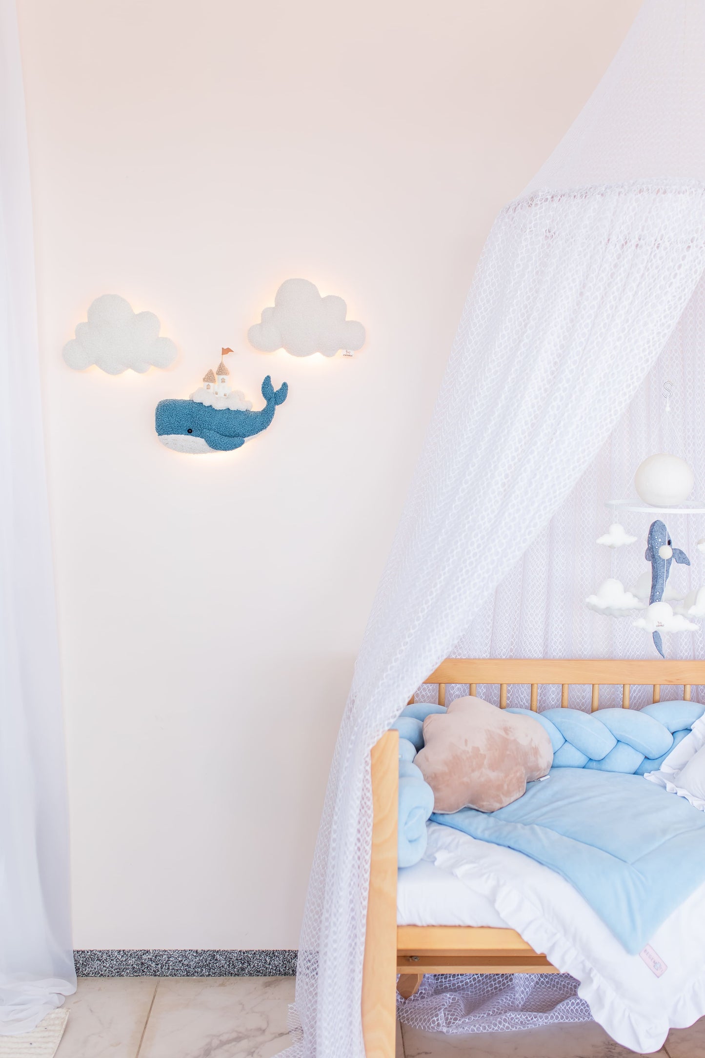 Whale Nursery Wall Light Set Cloud Night Light Nursery Wall Decor
