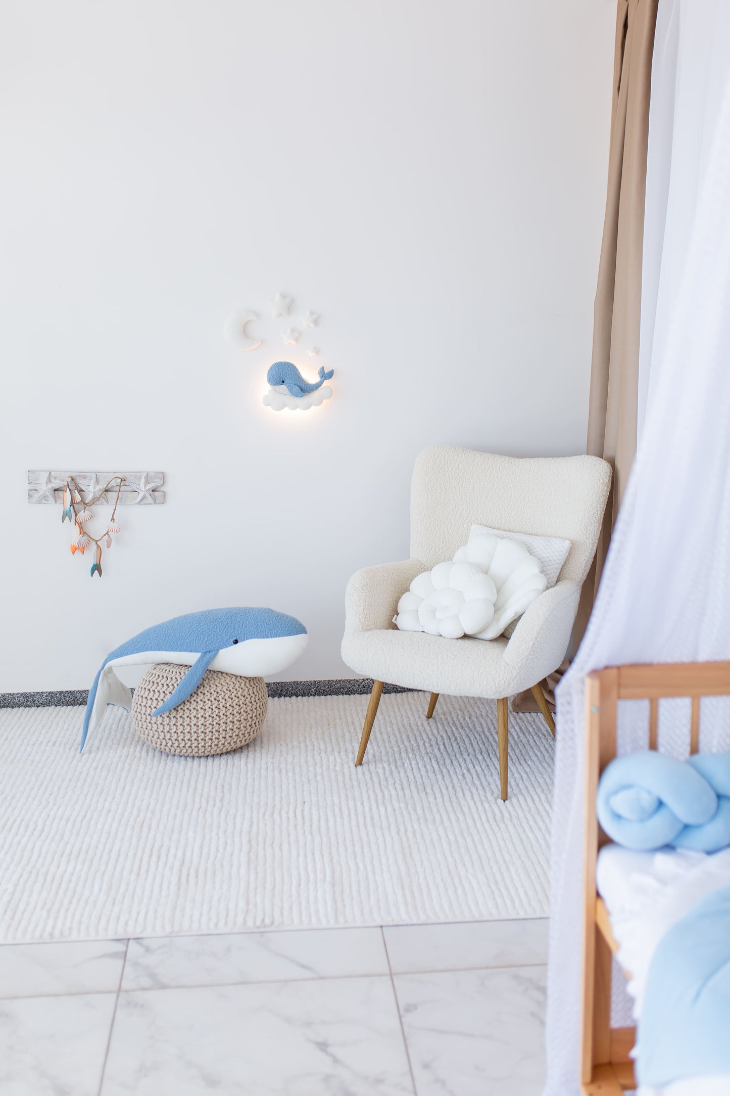 Whale Nursery Wall Light, Ocean Nursery Decor