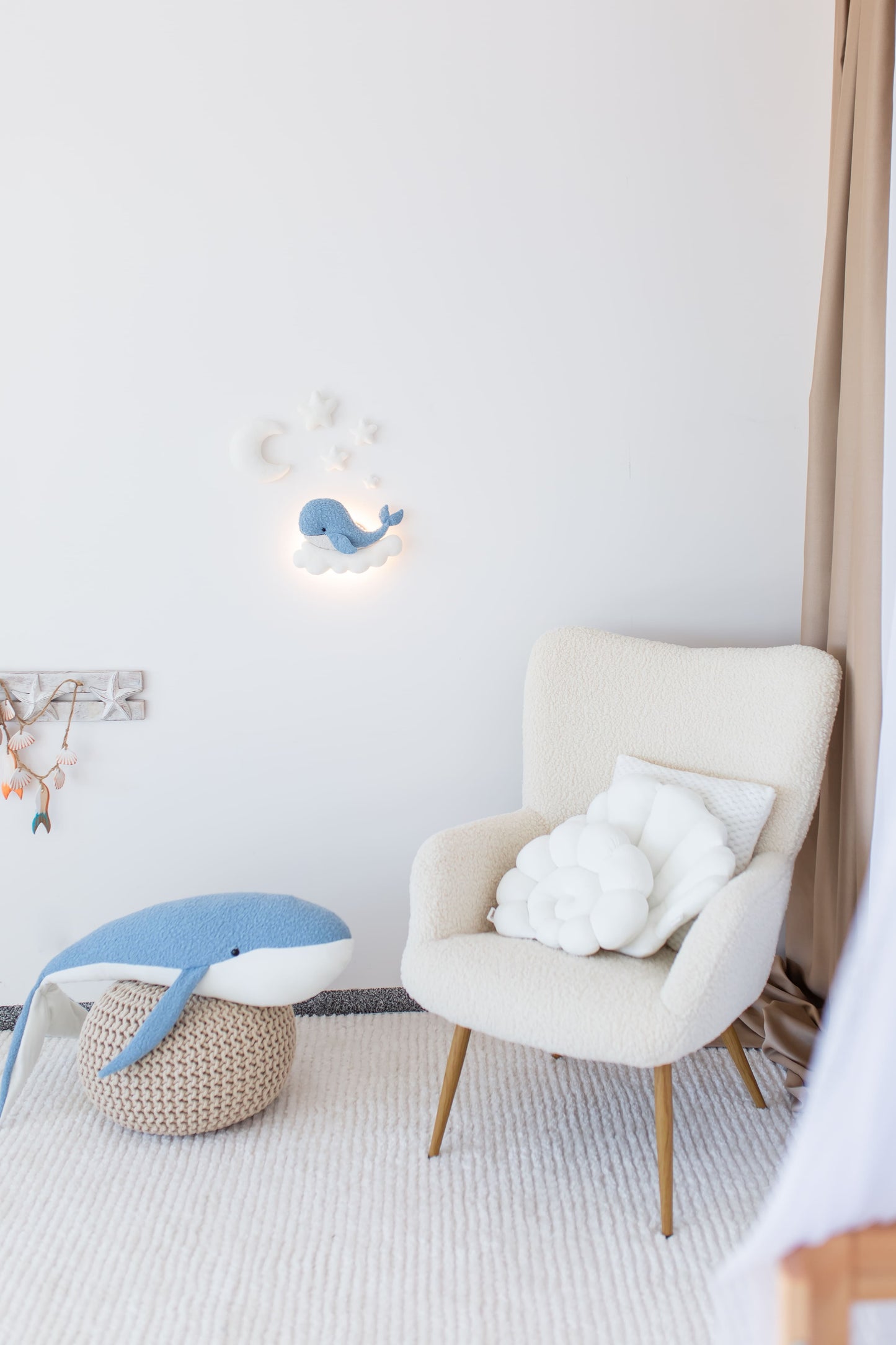 Whale Nursery Wall Light, Ocean Nursery Decor