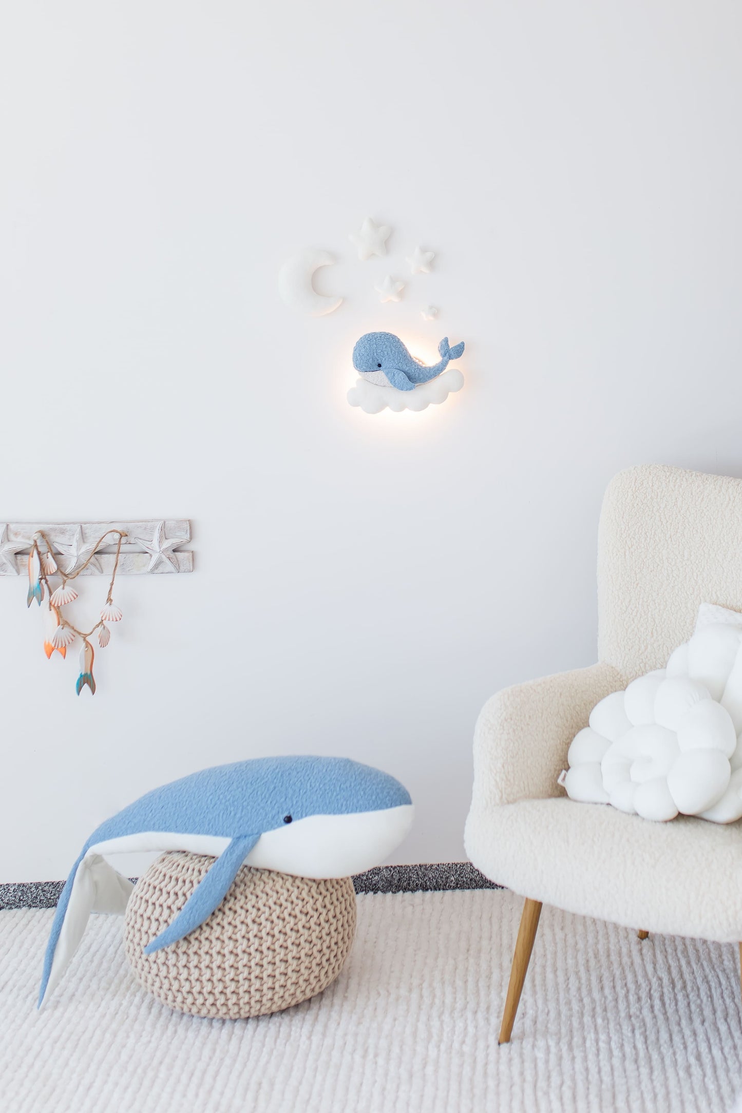 Whale Nursery Wall Light, Ocean Nursery Decor