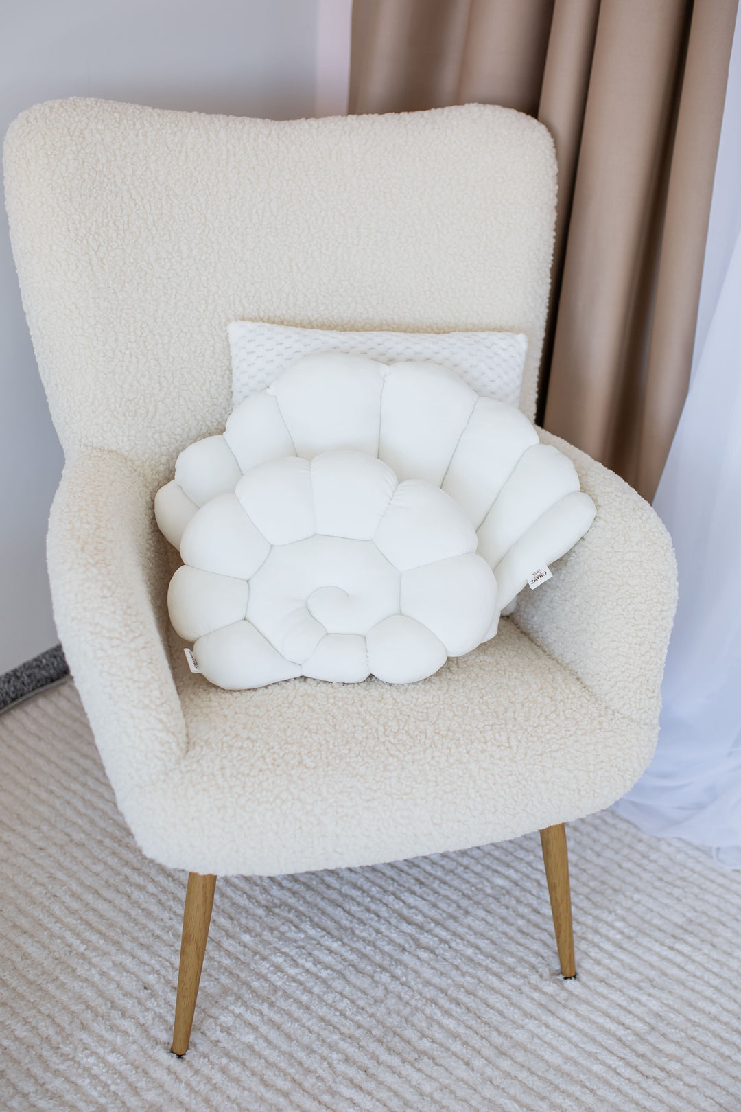 Seashell Nursery Pillow, Shell Cushion for Kids Room