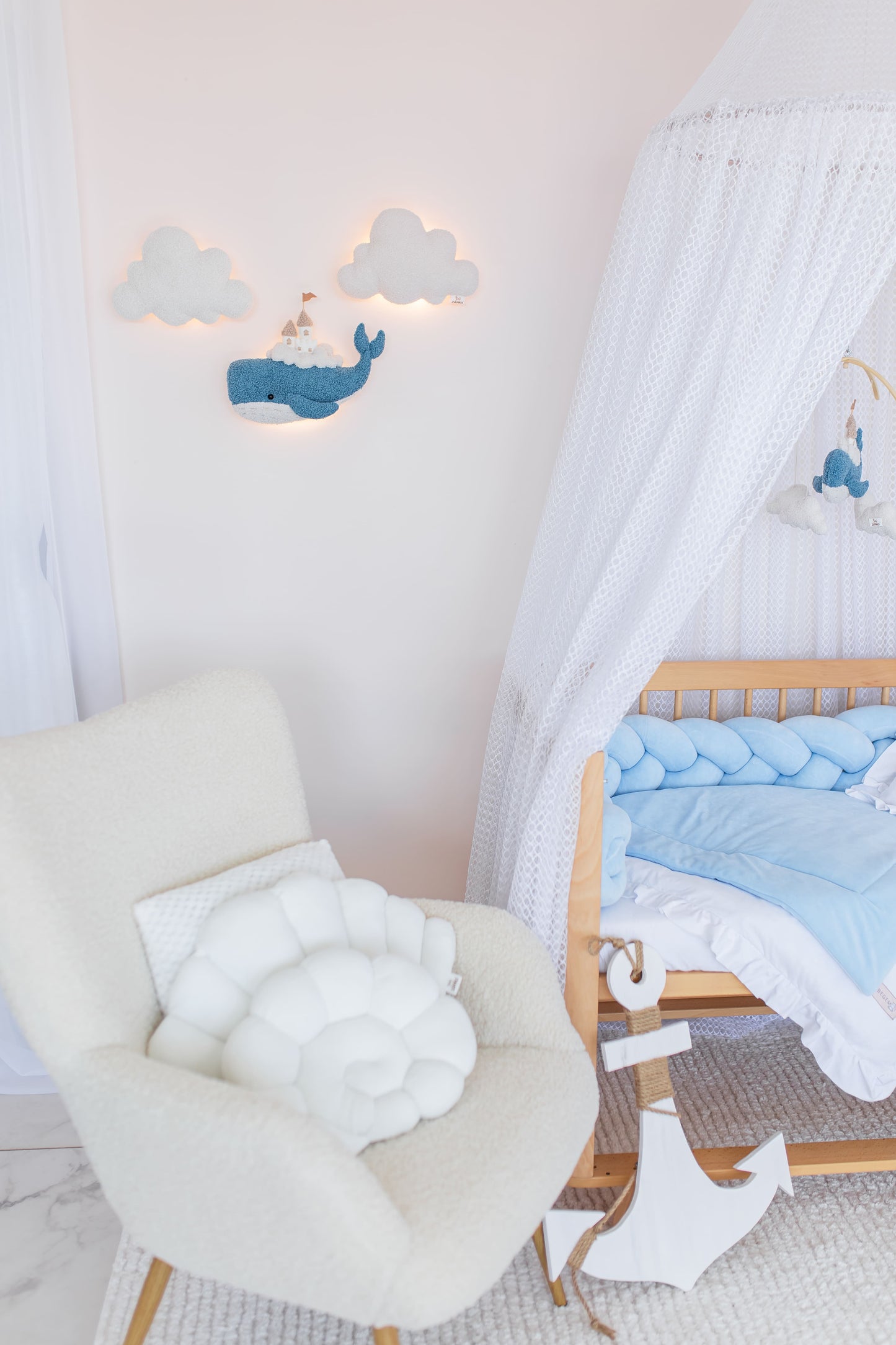 Whale Nursery Wall Light Set Cloud Night Light Nursery Wall Decor