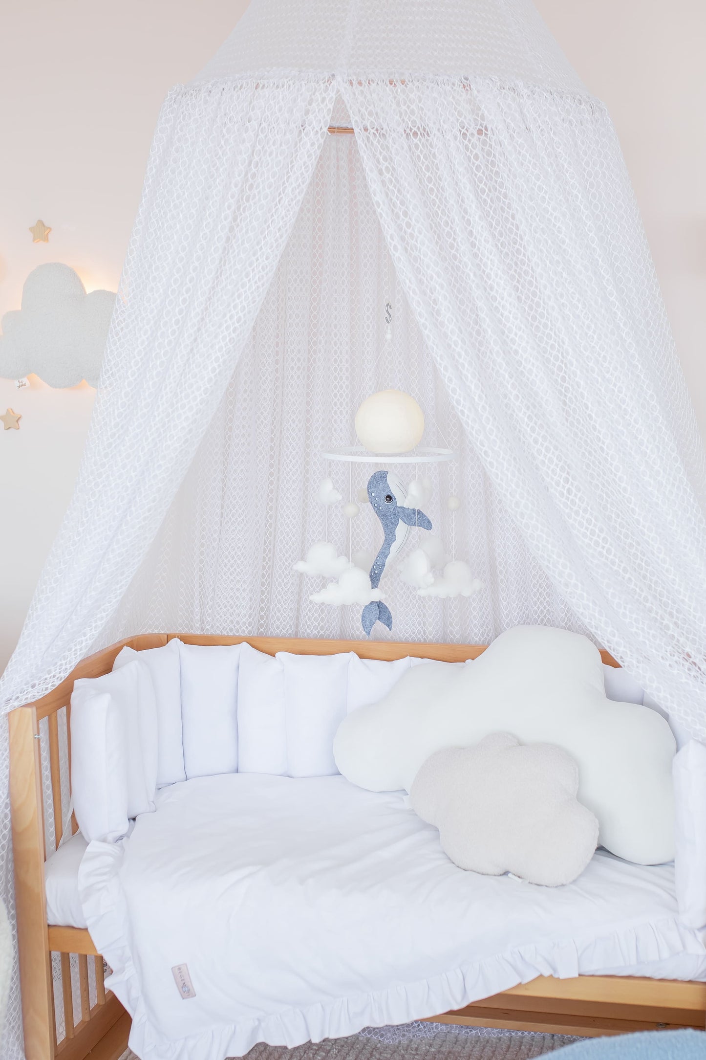 Whale Moon Baby Mobile Night Light Ocean Nursery Crib Mobile
