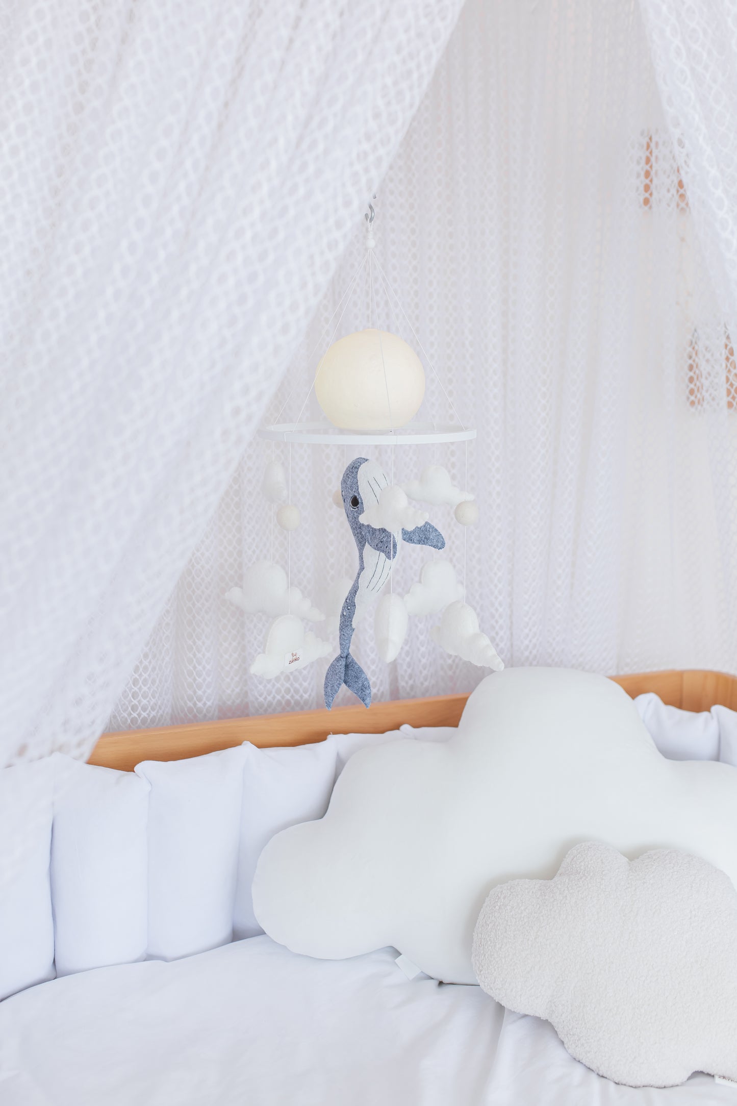 Whale Moon Baby Mobile Night Light Ocean Nursery Crib Mobile