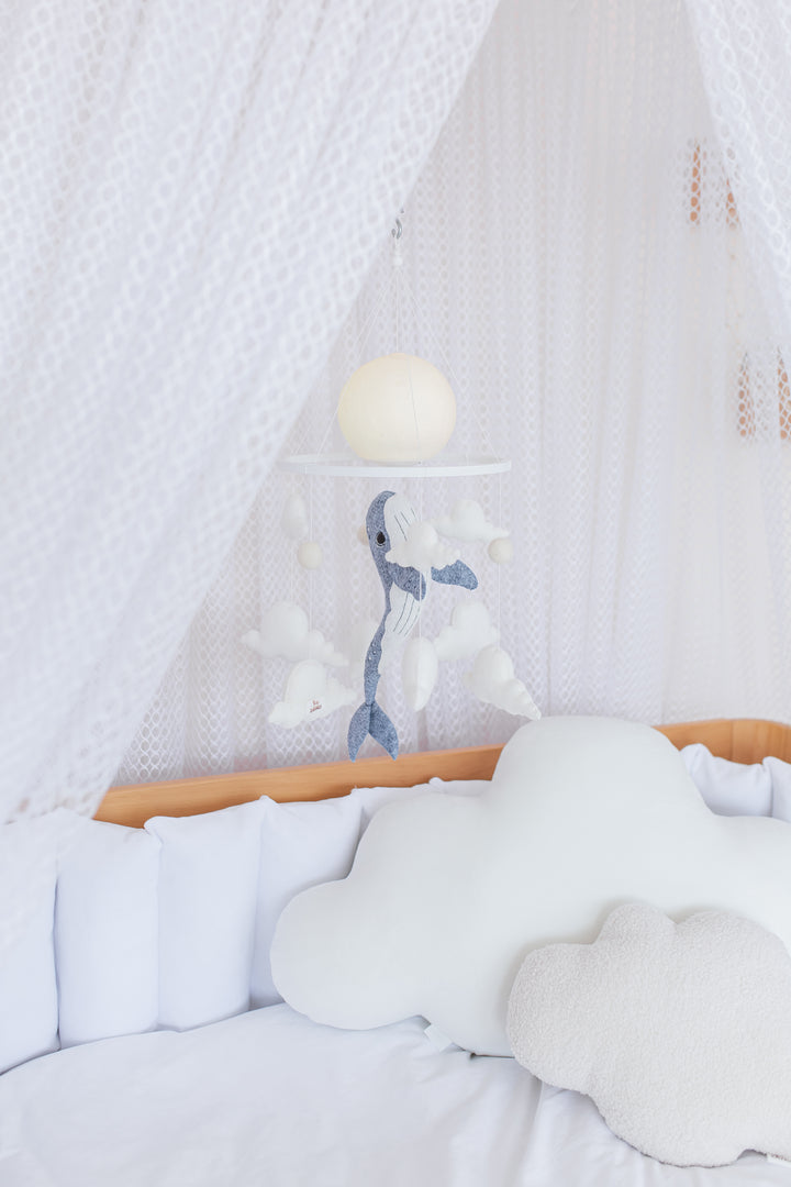 Whale Moon Baby Mobile Night Light Ocean Nursery Crib Mobile