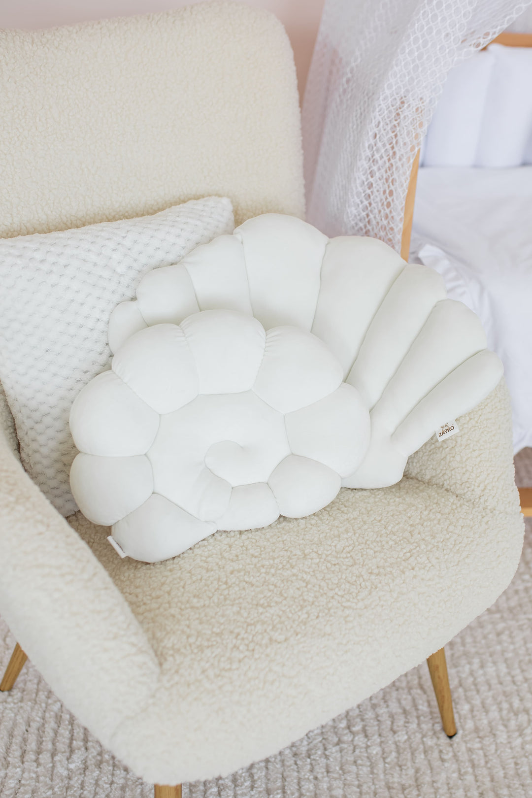 Seashell Nursery Pillow, Shell Cushion for Kids Room