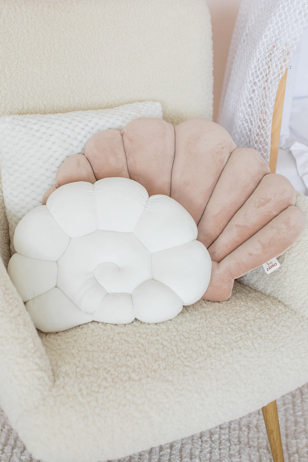 Seashell Nursery Pillow, Shell Cushion for Kids Room