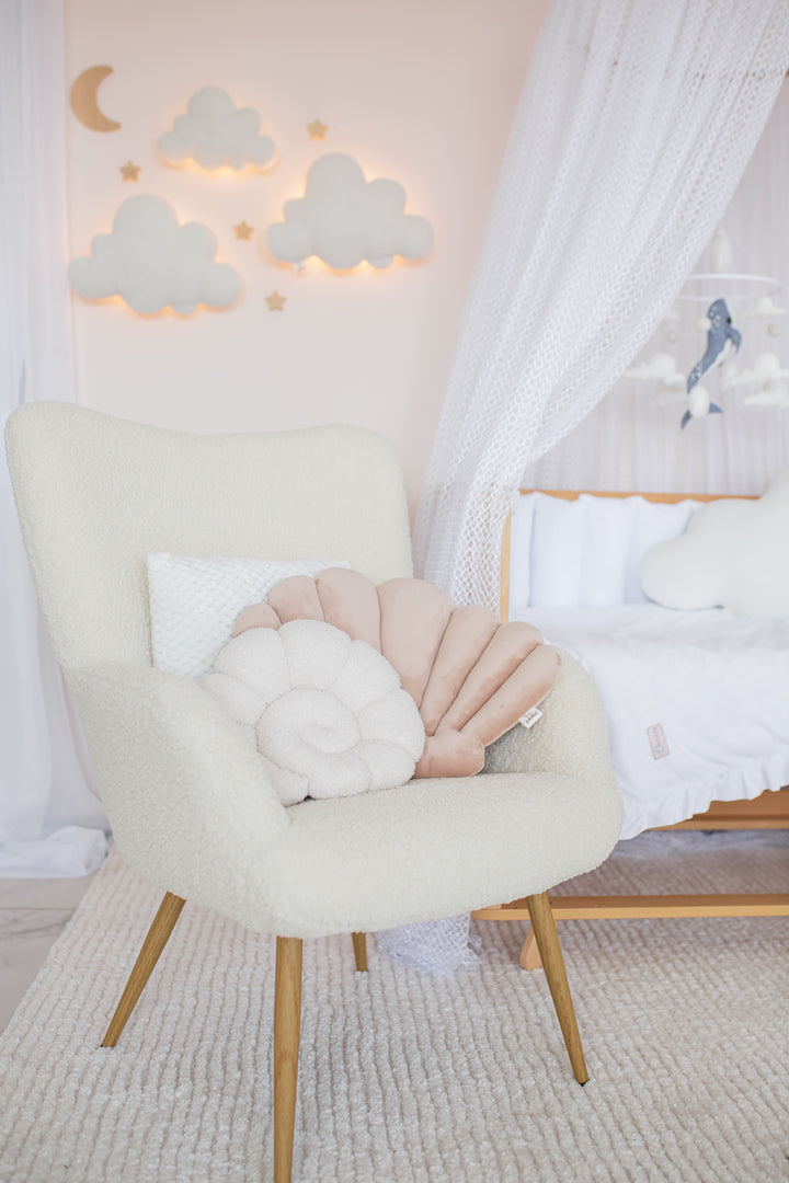 Seashell Nursery Pillow, Shell Cushion for Kids Room