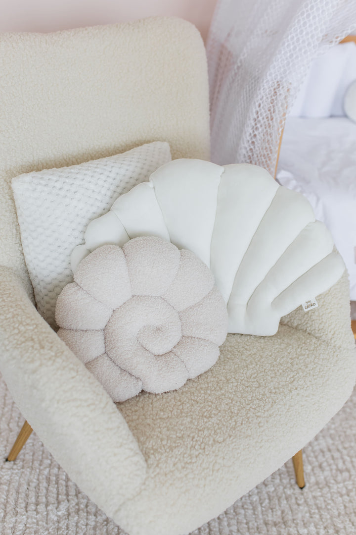 Seashell Nursery Pillow, Shell Cushion for Kids Room