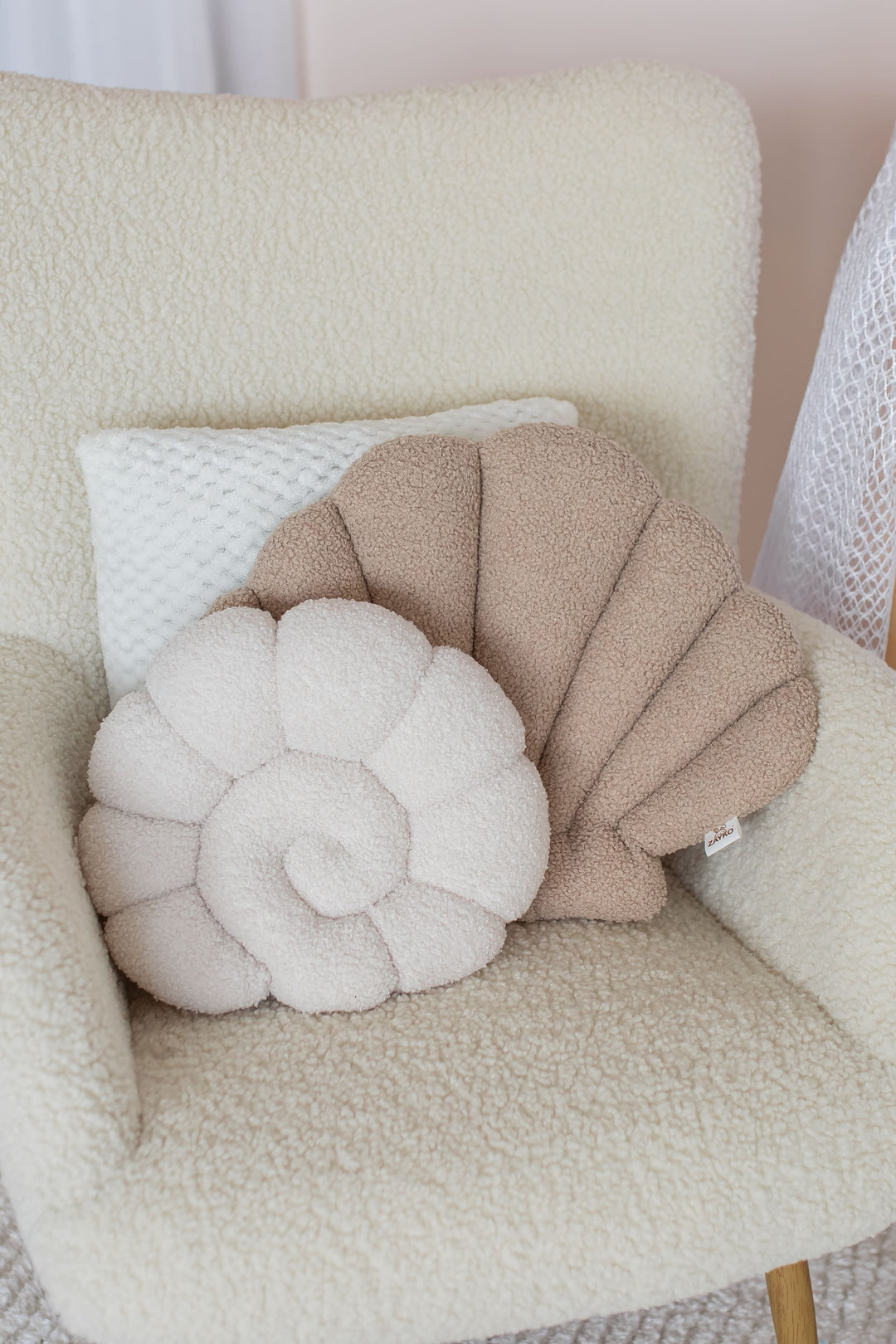 Seashell Nursery Pillow, Shell Cushion for Kids Room