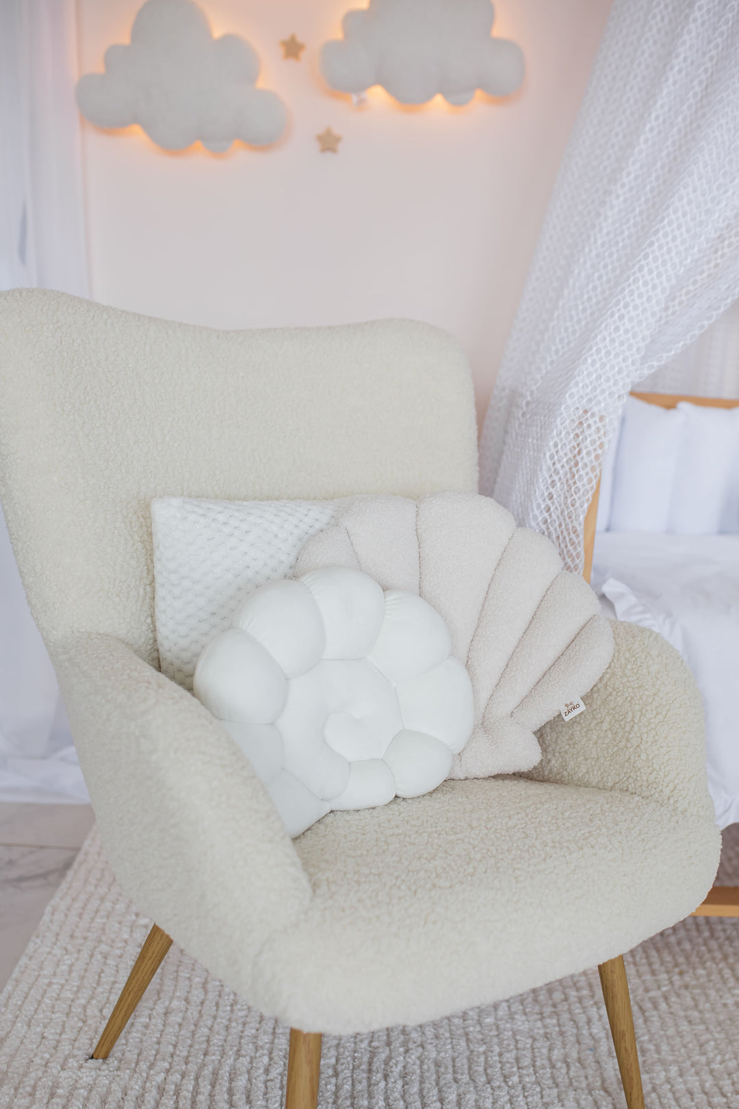 Seashell Nursery Pillow, Shell Cushion for Kids Room
