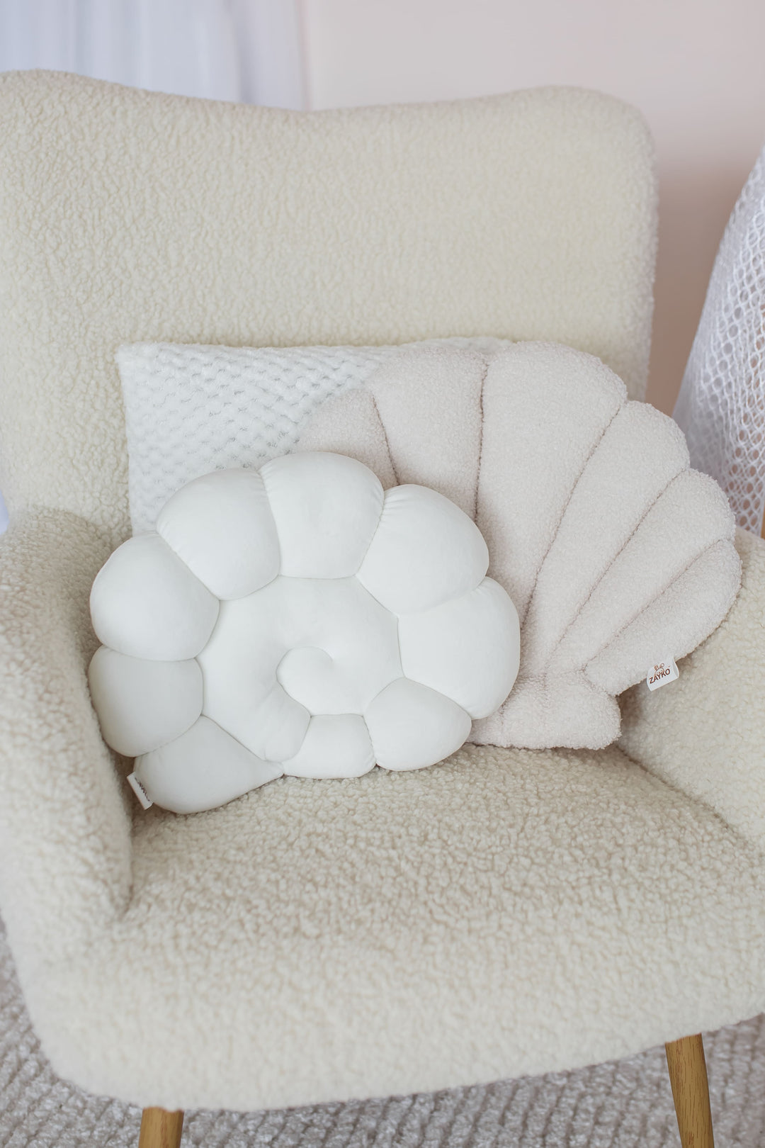 Seashell Nursery Pillow, Shell Cushion for Kids Room