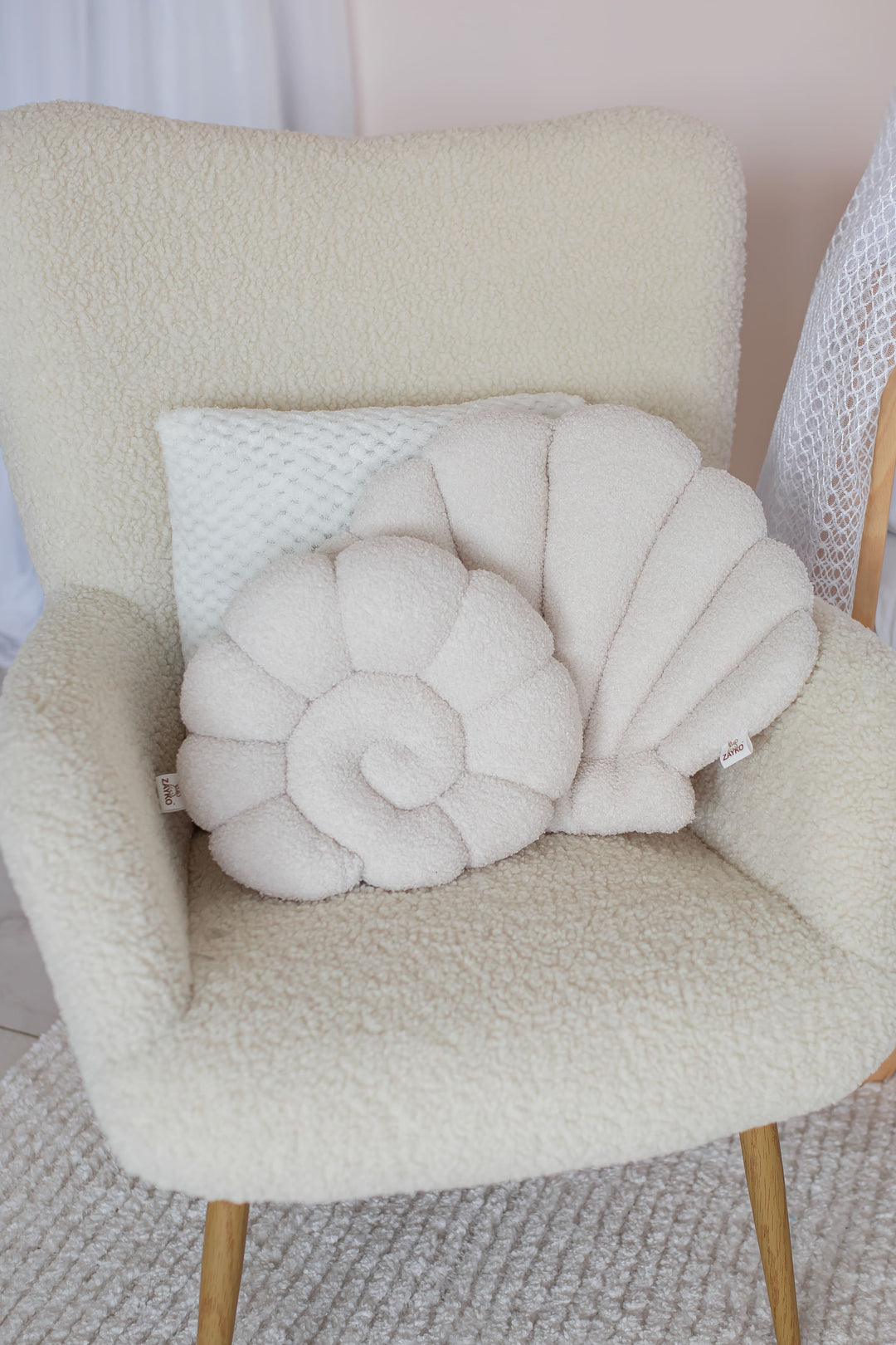 Seashell Nursery Pillow, Shell Cushion for Kids Room