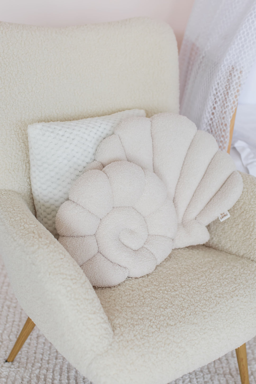 Seashell Nursery Pillow, Shell Cushion for Kids Room