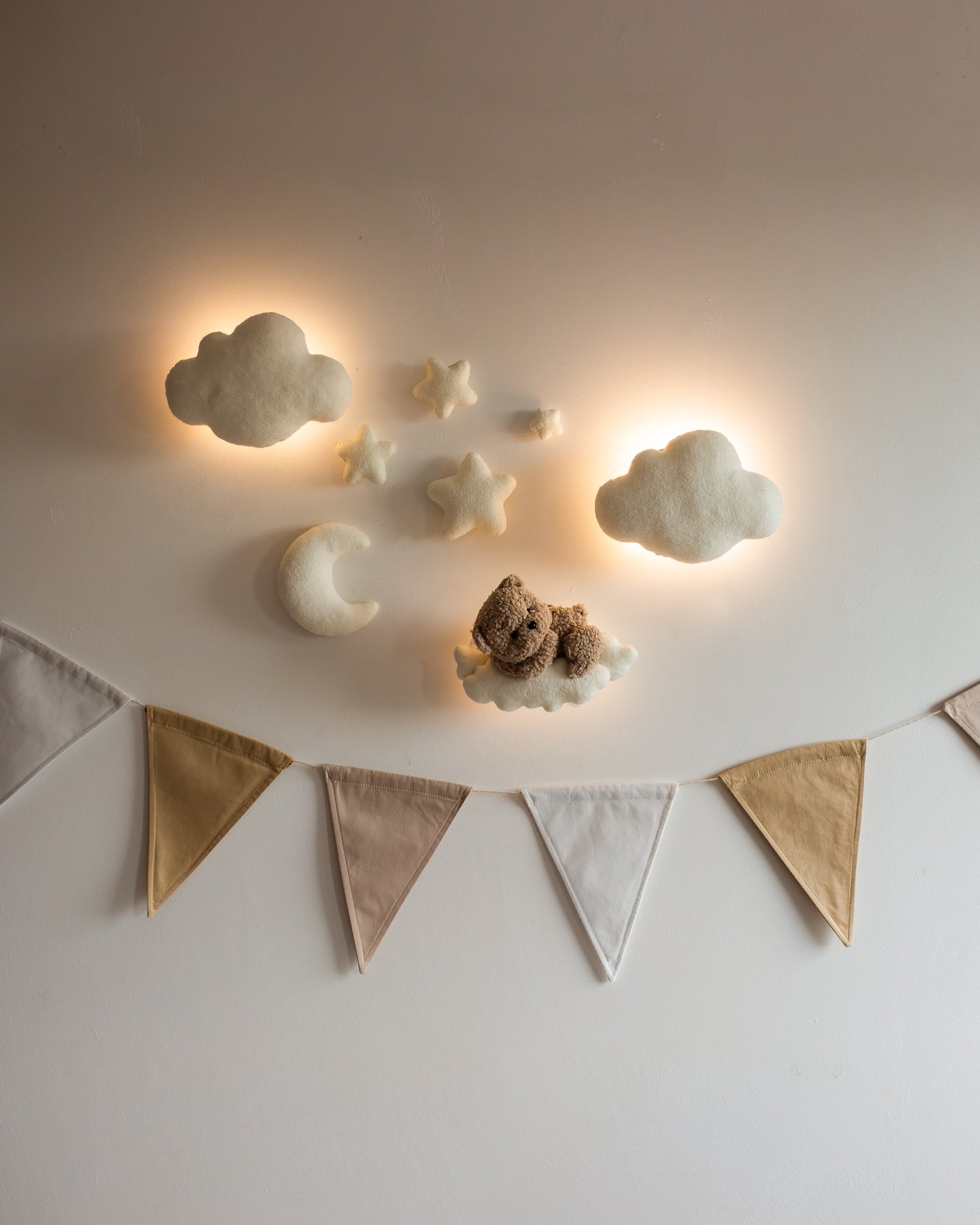 Настінний м'який набір світла ведмідь хмари місяць декор для дитячої кімнати 