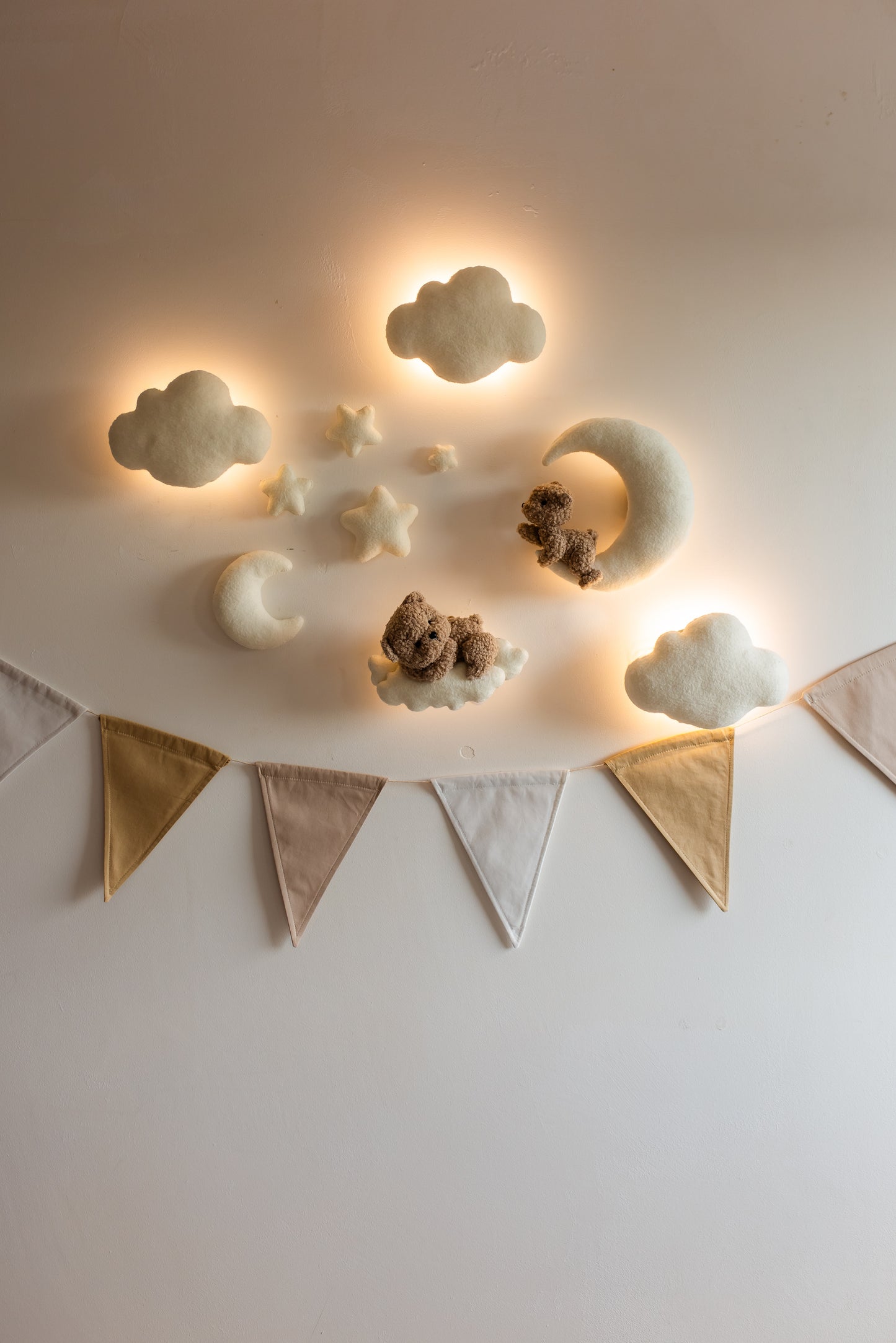 Настінний м'який набір світла ведмідь хмари місяць декор для дитячої кімнати 