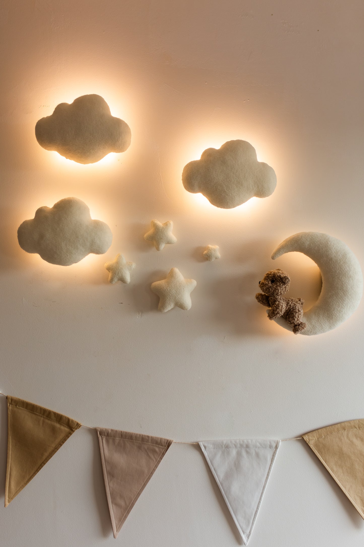 Настінний м'який набір світла ведмідь хмари місяць декор для дитячої кімнати 