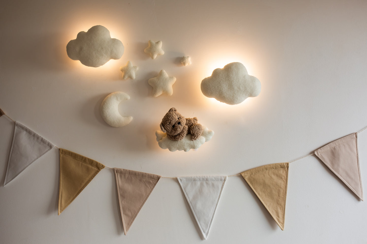 Настінний м'який набір світла ведмідь хмари місяць декор для дитячої кімнати 