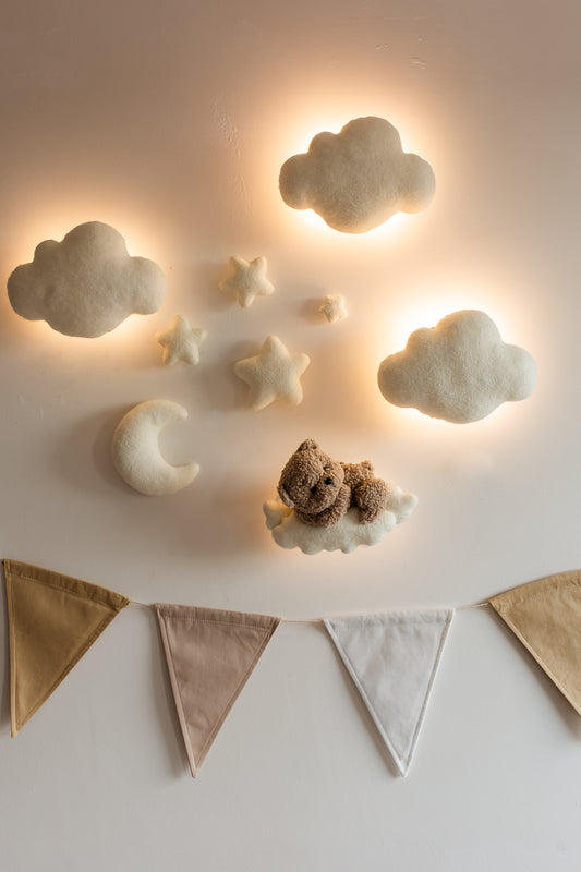 Wall soft light set bear clouds moon nursery decor