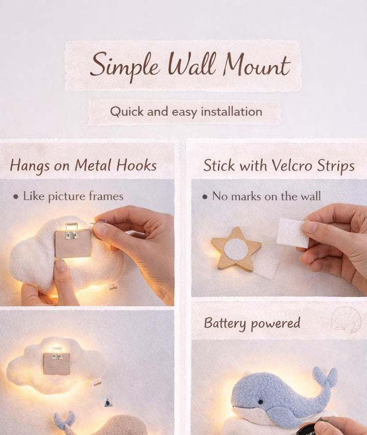 Whale Nursery Wall Light Set, Ocean Nursery Decor